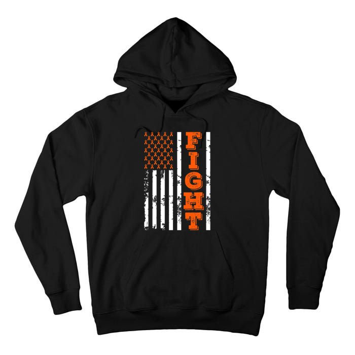 I Wear Orange Fight Kidney Cancer Awareness American Flag Tall Hoodie