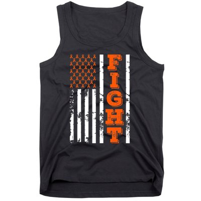 I Wear Orange Fight Kidney Cancer Awareness American Flag Tank Top