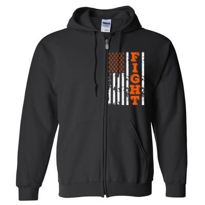 I Wear Orange Fight Kidney Cancer Awareness American Flag Full Zip Hoodie