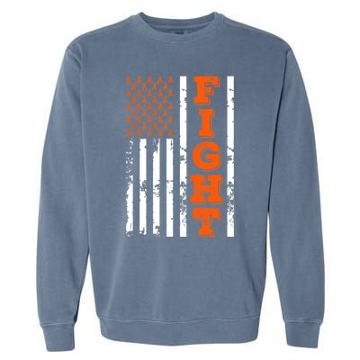 I Wear Orange Fight Kidney Cancer Awareness American Flag Garment-Dyed Sweatshirt