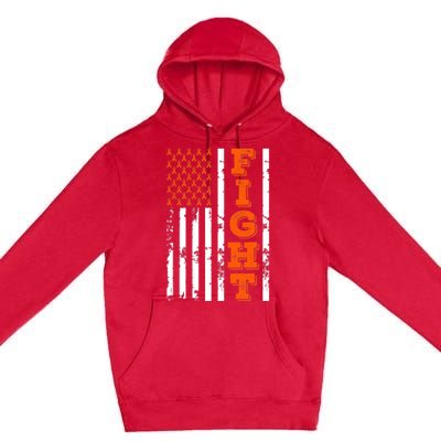 I Wear Orange Fight Kidney Cancer Awareness American Flag Premium Pullover Hoodie