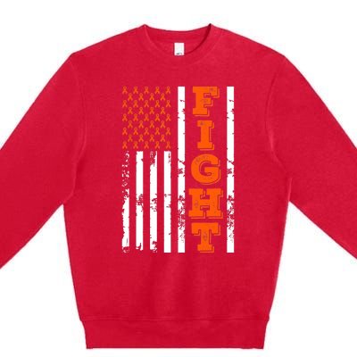 I Wear Orange Fight Kidney Cancer Awareness American Flag Premium Crewneck Sweatshirt