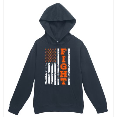 I Wear Orange Fight Kidney Cancer Awareness American Flag Urban Pullover Hoodie