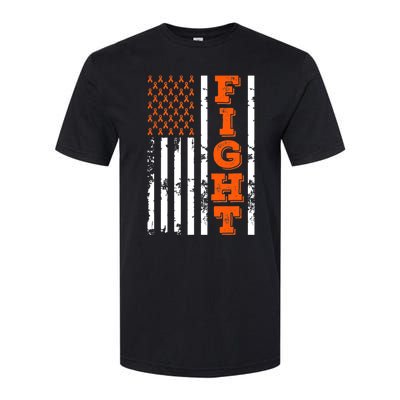 I Wear Orange Fight Kidney Cancer Awareness American Flag Softstyle CVC T-Shirt