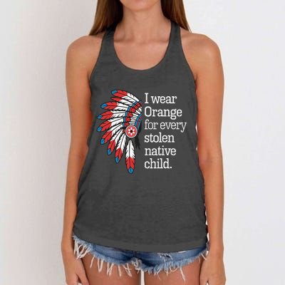 I Wear Orange For Every American Native Child Women's Knotted Racerback Tank