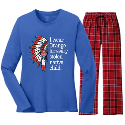 I Wear Orange For Every American Native Child Women's Long Sleeve Flannel Pajama Set 