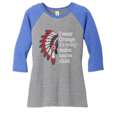 I Wear Orange For Every American Native Child Women's Tri-Blend 3/4-Sleeve Raglan Shirt