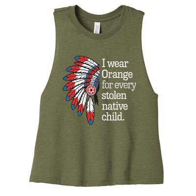 I Wear Orange For Every American Native Child Women's Racerback Cropped Tank