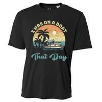 I Was On A Boat That Day Vintage Retro Pontoon Boat Cooling Performance Crew T-Shirt