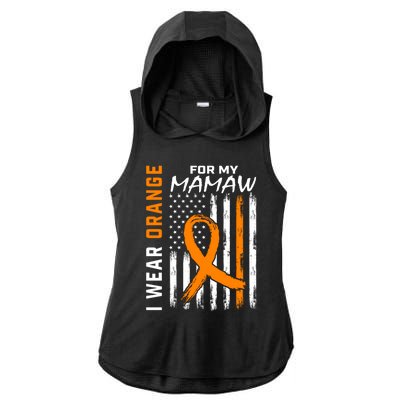 I Wear Orange For My Mamaw Kidney Cancer Awareness Flag Ladies PosiCharge Tri-Blend Wicking Draft Hoodie Tank