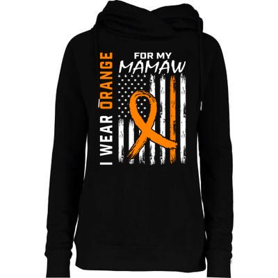 I Wear Orange For My Mamaw Kidney Cancer Awareness Flag Womens Funnel Neck Pullover Hood