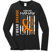 I Wear Orange For My Mamaw Kidney Cancer Awareness Flag Ladies Long Sleeve Shirt