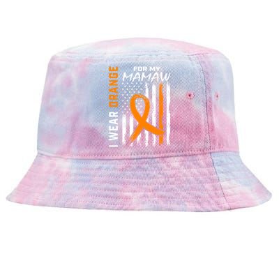 I Wear Orange For My Mamaw Kidney Cancer Awareness Flag Tie-Dyed Bucket Hat