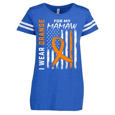 I Wear Orange For My Mamaw Kidney Cancer Awareness Flag Enza Ladies Jersey Football T-Shirt