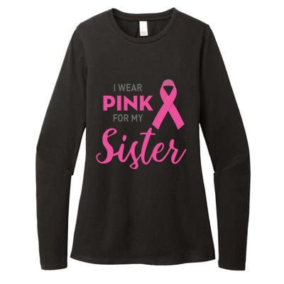 I Wear Pink For My Sister Breast Cancer Awareness Womens CVC Long Sleeve Shirt