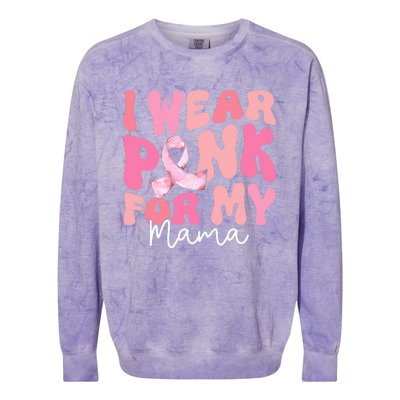 I Wear Pink For My Mama Breast Cancer Groovy Support Squads Colorblast Crewneck Sweatshirt