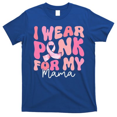 I Wear Pink For My Mama Breast Cancer Groovy Support Squads T-Shirt