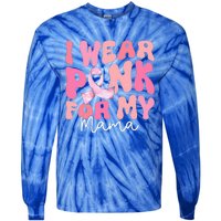 I Wear Pink For My Mama Breast Cancer Groovy Support Squads Tie-Dye Long Sleeve Shirt