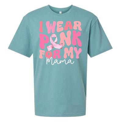 I Wear Pink For My Mama Breast Cancer Groovy Support Squads Sueded Cloud Jersey T-Shirt