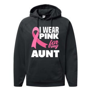 I Wear Pink For My Aunt Auntie Breast Cancer Awareness Performance Fleece Hoodie