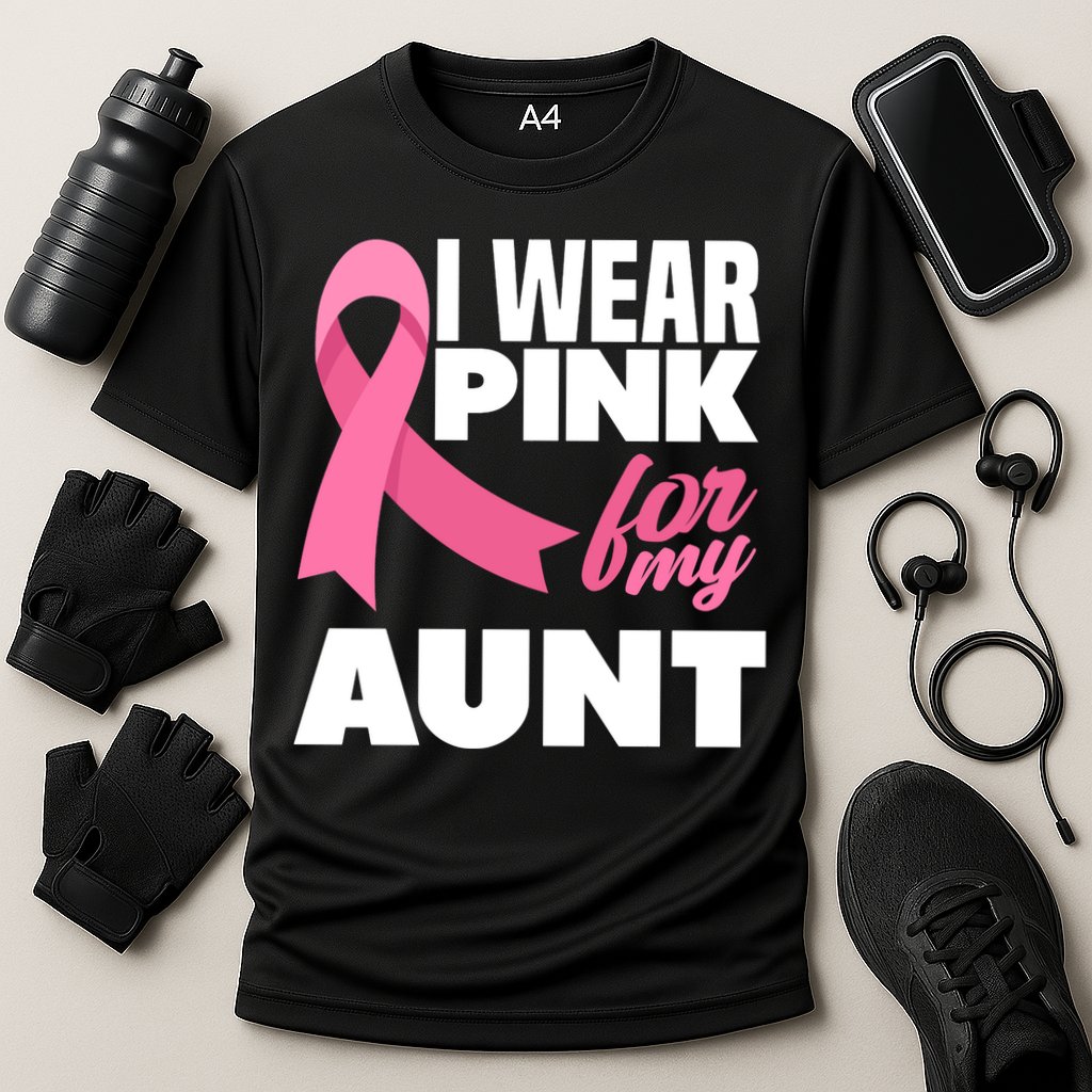 I Wear Pink For My Aunt Auntie Breast Cancer Awareness Cooling Performance Crew T-Shirt