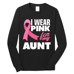 I Wear Pink For My Aunt Auntie Breast Cancer Awareness Long Sleeve Shirt