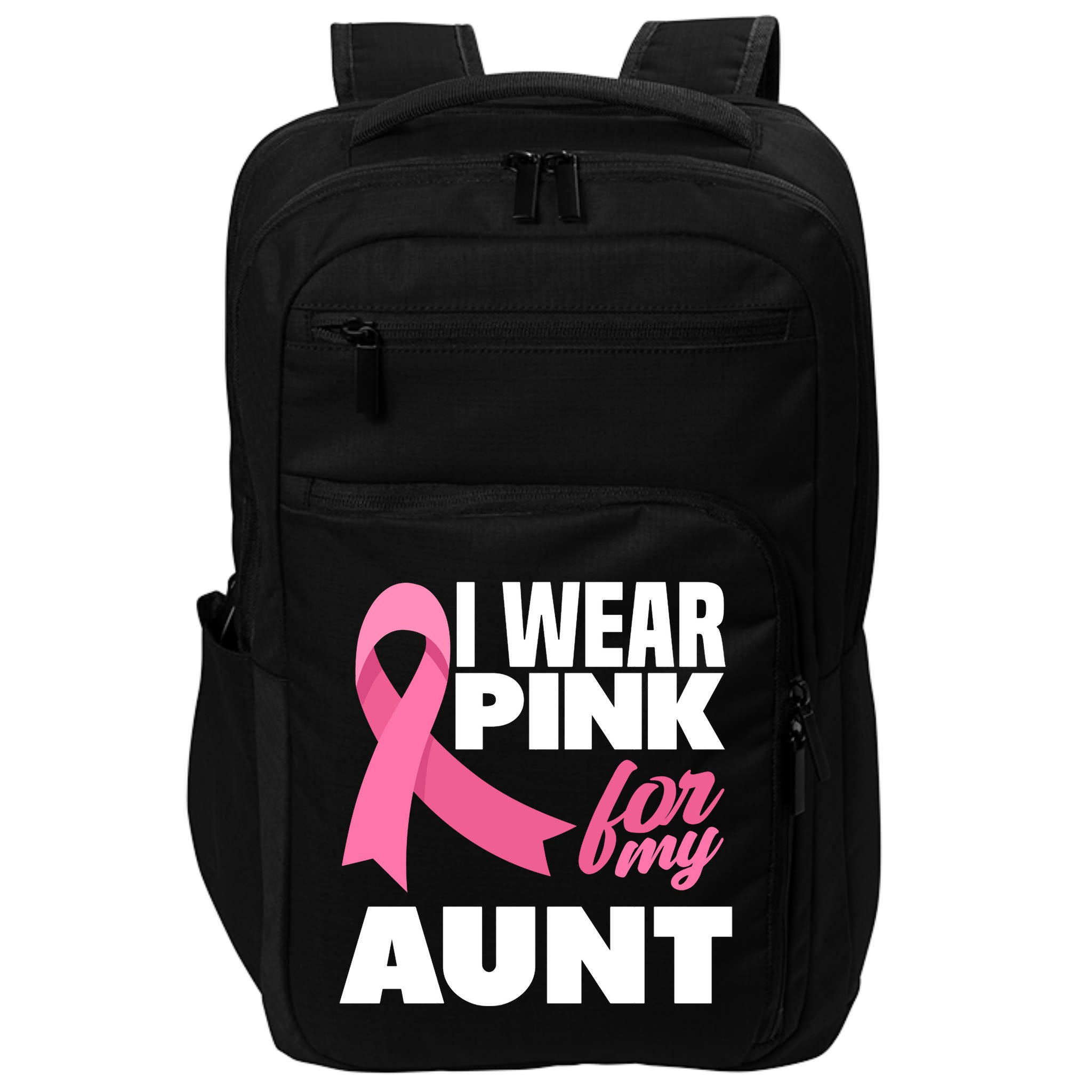 I Wear Pink For My Aunt Auntie Breast Cancer Awareness Impact Tech Backpack