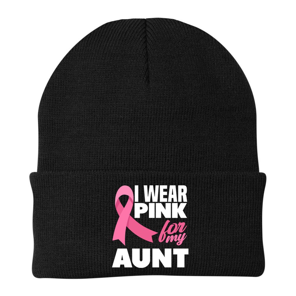 I Wear Pink For My Aunt Auntie Breast Cancer Awareness Beanie
