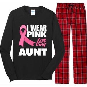 I Wear Pink For My Aunt Auntie Breast Cancer Awareness Long Sleeve Pajama Set