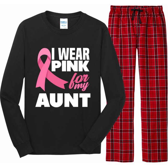 I Wear Pink For My Aunt Auntie Breast Cancer Awareness Long Sleeve Pajama Set