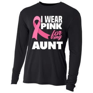 I Wear Pink For My Aunt Auntie Breast Cancer Awareness Cooling Performance Long Sleeve Crew