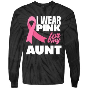 I Wear Pink For My Aunt Auntie Breast Cancer Awareness Tie-Dye Long Sleeve Shirt