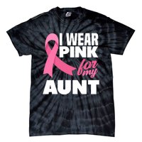 I Wear Pink For My Aunt Auntie Breast Cancer Awareness Tie-Dye T-Shirt