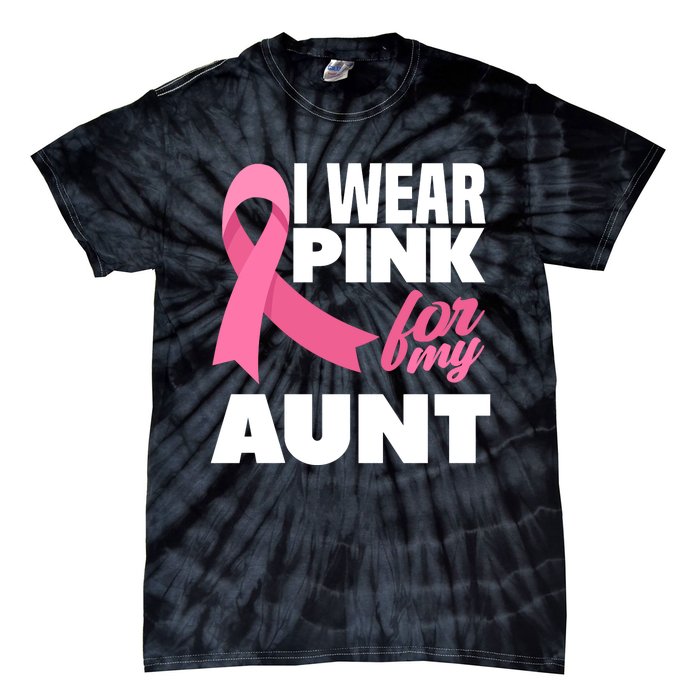 I Wear Pink For My Aunt Auntie Breast Cancer Awareness Tie-Dye T-Shirt