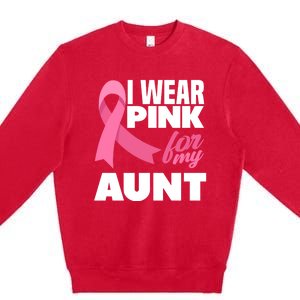 I Wear Pink For My Aunt Auntie Breast Cancer Awareness Premium Crewneck Sweatshirt