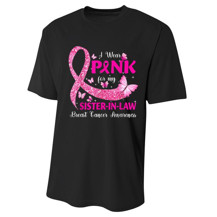 I Wear Pink For My Sister-In-Law Breast Cancer Awareness Performance Sprint T-Shirt