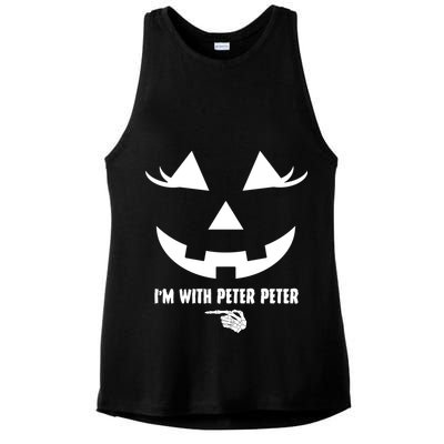 I'm With Peter Peter Skeleton Hand Pointing Matching Halloween Ladies PosiCharge Tri-Blend Wicking Tank
