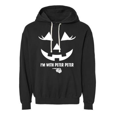I'm With Peter Peter Skeleton Hand Pointing Matching Halloween Garment-Dyed Fleece Hoodie