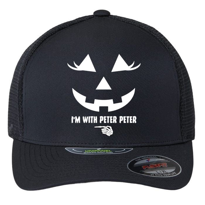 I'm With Peter Peter Skeleton Hand Pointing Matching Halloween Flexfit Unipanel Trucker Cap