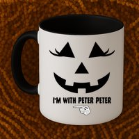 I'm With Peter Peter Skeleton Hand Pointing Matching Halloween Mug