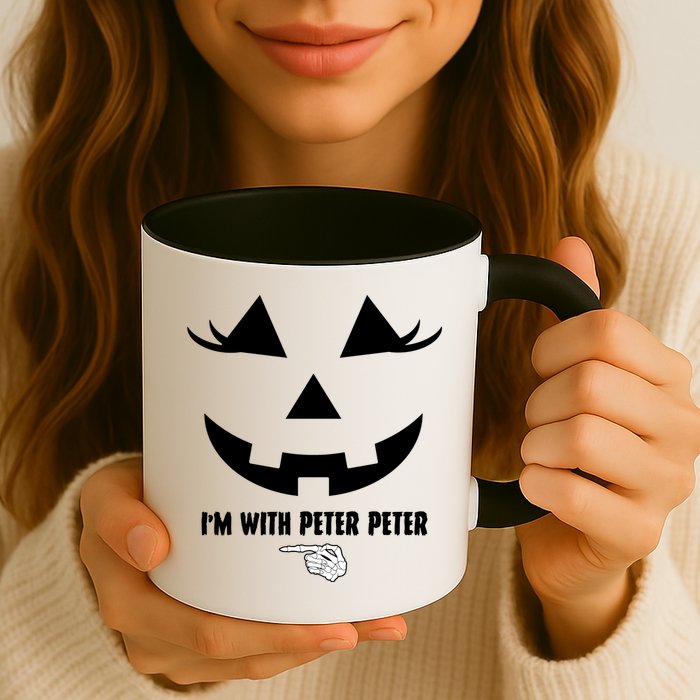 I'm With Peter Peter Skeleton Hand Pointing Matching Halloween Mug