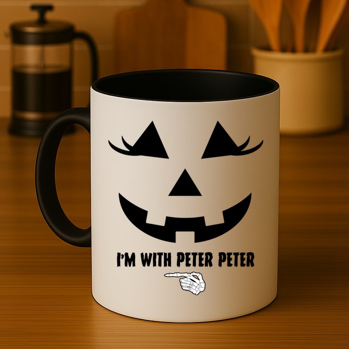 I'm With Peter Peter Skeleton Hand Pointing Matching Halloween Mug