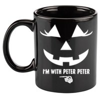 I'm With Peter Peter Skeleton Hand Pointing Matching Halloween 11oz C Handle Ceramic Mug