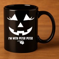 I'm With Peter Peter Skeleton Hand Pointing Matching Halloween 11oz C Handle Ceramic Mug