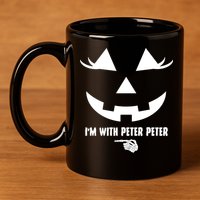 I'm With Peter Peter Skeleton Hand Pointing Matching Halloween 11oz C Handle Ceramic Mug