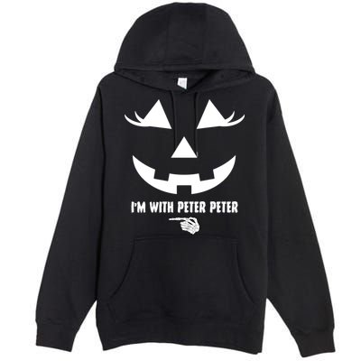 I'm With Peter Peter Skeleton Hand Pointing Matching Halloween Premium Pullover Hoodie