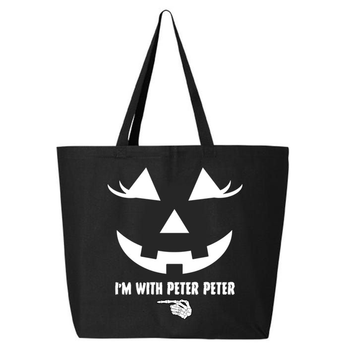 I'm With Peter Peter Skeleton Hand Pointing Matching Halloween 25L Jumbo Tote