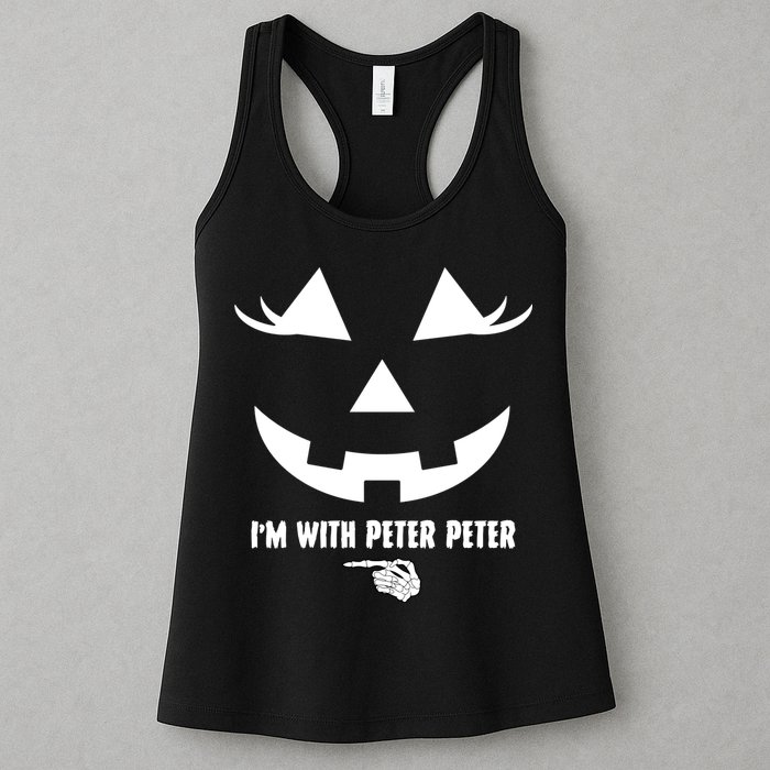 I'm With Peter Peter Skeleton Hand Pointing Matching Halloween Womens Tank Top
