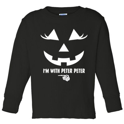 I'm With Peter Peter Skeleton Hand Pointing Matching Halloween Toddler Long Sleeve Shirt