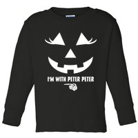 I'm With Peter Peter Skeleton Hand Pointing Matching Halloween Toddler Long Sleeve Shirt
